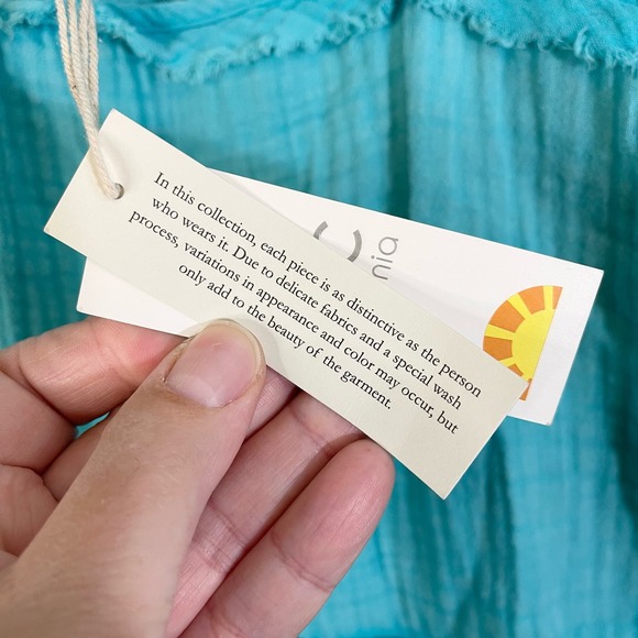 C&C California Blue Cotton Square Flutter Ruffle Sleeve Peplum Blouse Large NWT - Picture 5 of 10